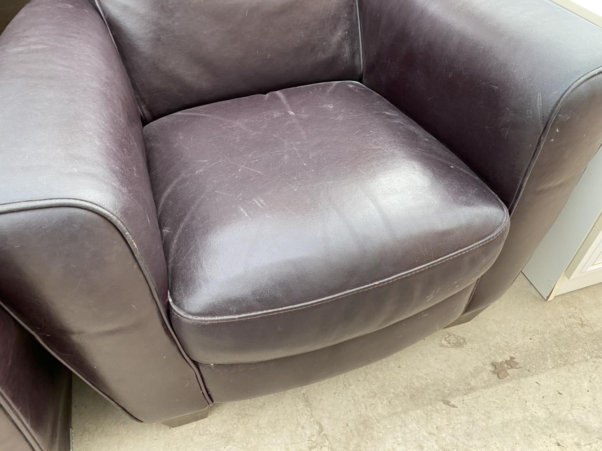 TWO LEATHER ARMCHAIRS - Image 5 of 5