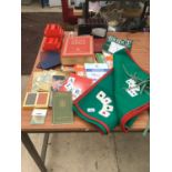 A LARGE COLLECTION OF BRIDGE ITEMS TO INCLUDE CARDS, TABLE COVERS, CARD HOLDER, STATIONARY ETC AND A