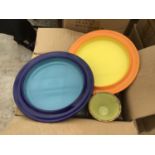THIRTY FIVE MIXED YELLOW AND BLUE NEW AND BOXED HEAVY DUTY PLATES