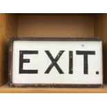 A VINTAGE WOODEN BOXED 'EXIT' SIGN