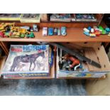 TWO BOXES OF ASSORTED ACTION MAN ITEMS - BOXED HORSE WITH SADDLE, WEAPONS ETC