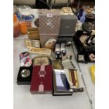A COLLECTION OF PHOTO ALBUMS, COSTUME JEWELLERY, CLOCK ETC