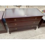 A STAG MINSTREL MAHOGANY CHEST OF THREE DRAWERS