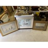 THREE FRAMED PICTURES TO INCLUDE PENCIL SIGNED EXAMPLE
