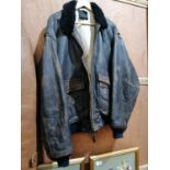 A VINTAGE AVIREX, U.S.A GENTS LEATHER XL FLYING JACKET