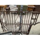 A PAIR OF ORNATE WROUGHT IRON GATES EACH GATE 128CM X 112CM TO HIGHEST POINT