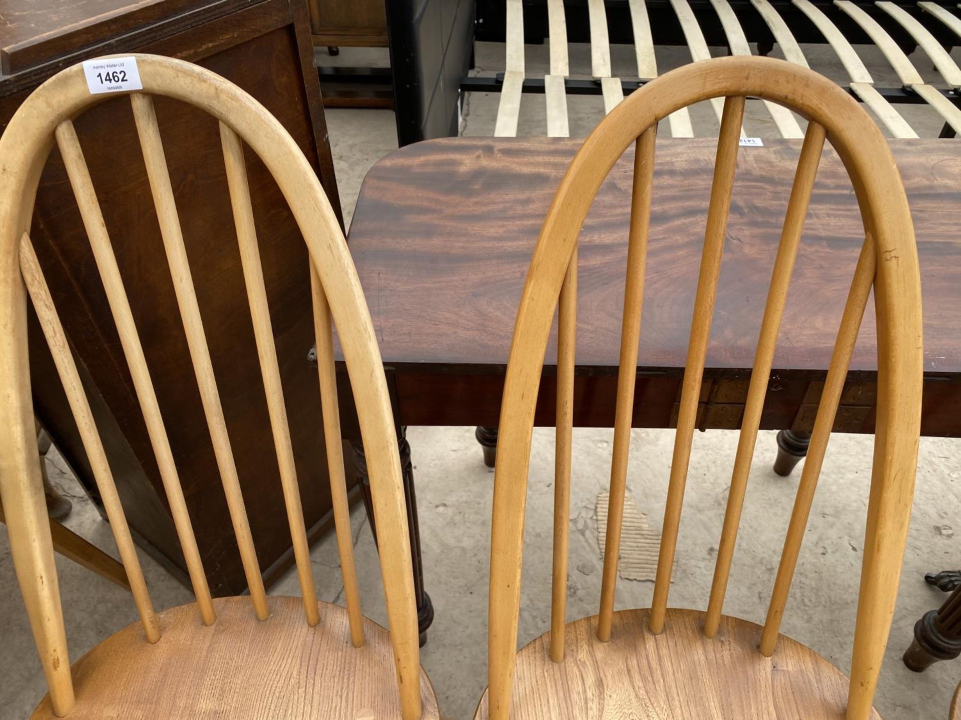 FOUR ERCOL ELM AND BEECH DINING CHAIRS - Image 2 of 8