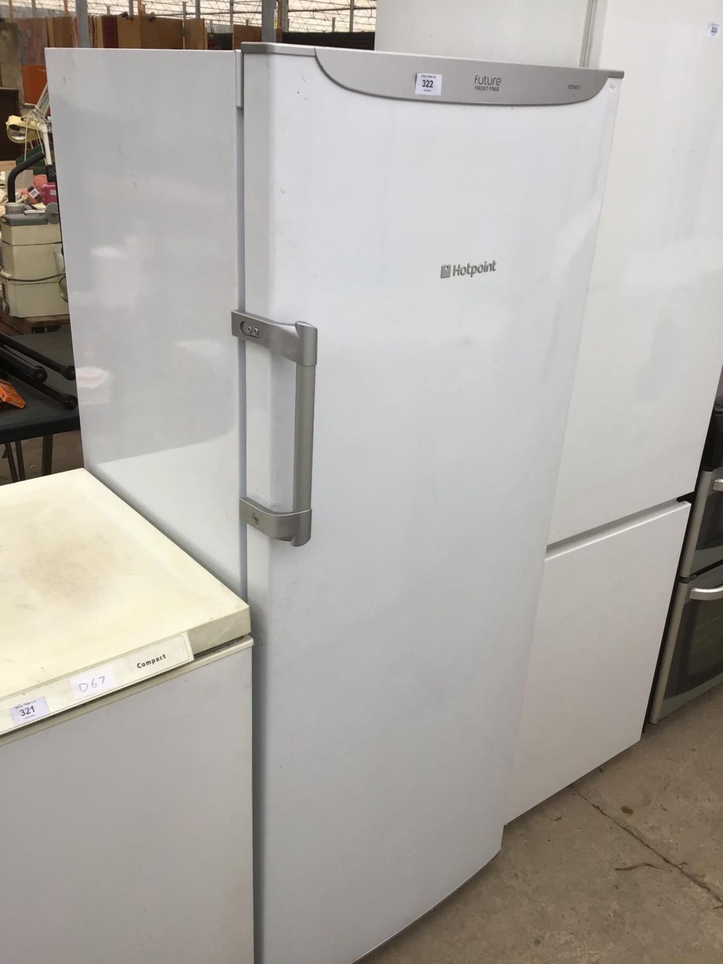 AN UPRIGHT HOTPOINT FUTURE FROST FREE FREEZER IN FAIRLY CLEAN AND WORKING ORDER