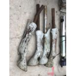 FOUR FULL SIZE METAL HORSES LEGS FROM A FAIRGROUND RIDE