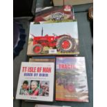 A MIXED LOT OF FARM TRACTOR ITEMS - BOOKS, PHOTOS, DVD'S ETC