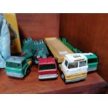 FOUR VINTAGE METAL DIE CAST LORRY MODELS