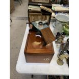 A BECK LONDON MICROSCOPE AND WOODEN STORAGE BOX