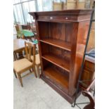 A MAHOGANY THREE TIER BOOKCASE WITH TWO LOWER DRAWERS