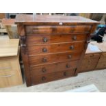A VICTORIAN MAHOGANY CHEST OF ONE SECRET AND FIVE LONG DRAWERS