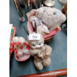 THREE VINTAGE CHILDREN'S SOFT TOYS TO INCLUDE MUSICAL EXAMPLE
