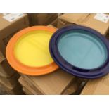 THIRTY SIX MIXED YELLOW AND BLUE NEW AND BOXED HEAVY DUTY PLATES