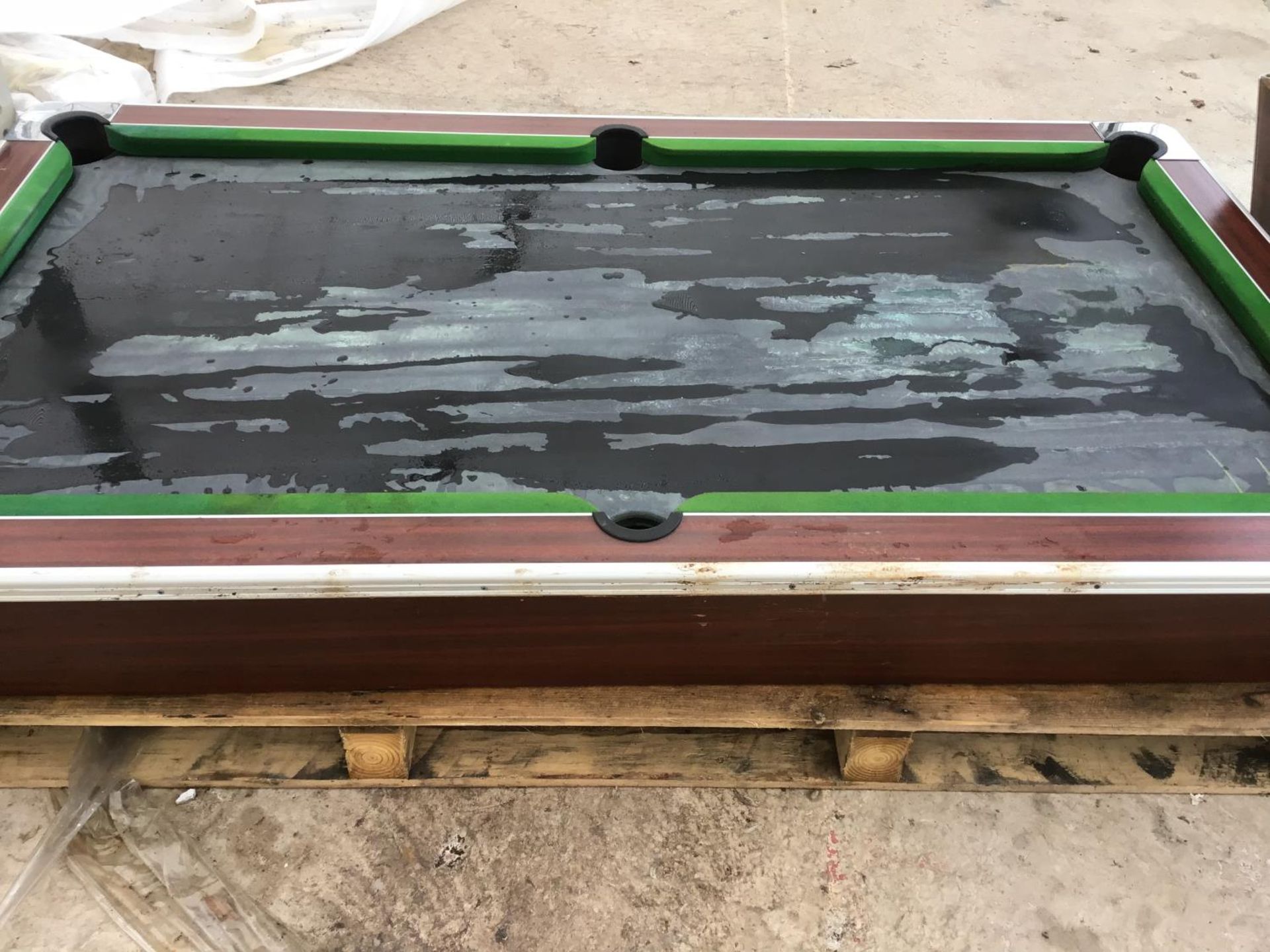 A SLATE BED POOL TABLE (REQUIRES RE FELTING) - Image 2 of 2