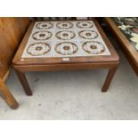 A RETRO TEAK TILE TOP COFFEE TABLE