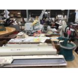 TWO BROTHER KNITTING MACHINES (ONE CASED) AND A LARGE QUANTITY OF ATTACHMENTS AND ACCESSORIES TO