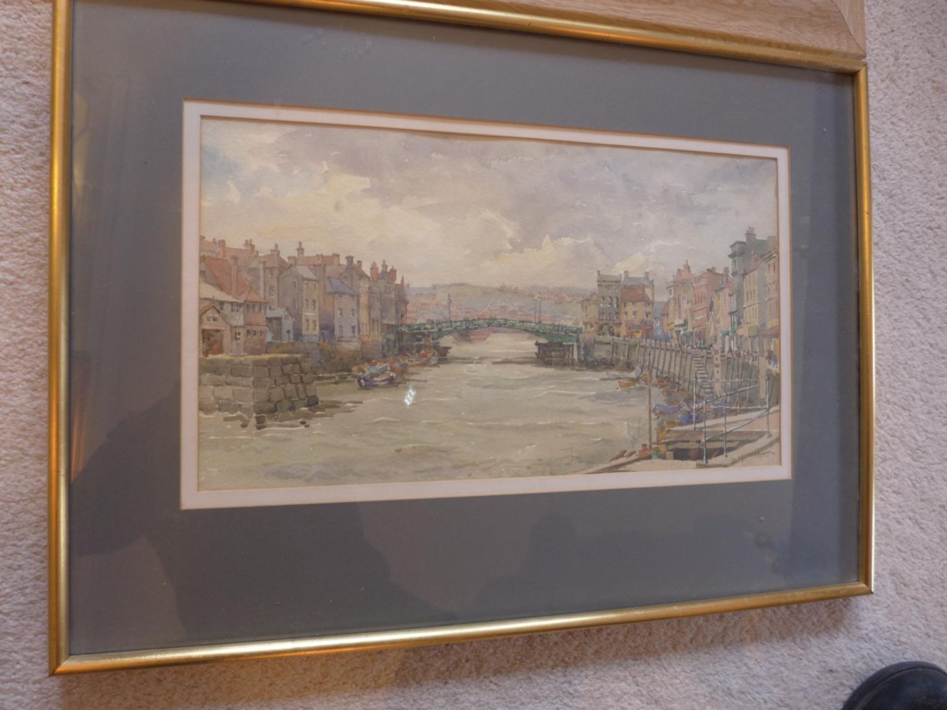 D. MOWLL (BRITISH, 20TH CENTURY) WATERCOLOUR OF A HARBOUR SCENE, SIGNED AND DATED 1937, 21.5 X 37 CM