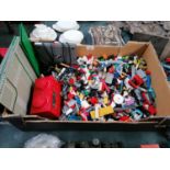 A LARGE BOX OF ASSORTED LOOSE LEGO, LEGO MATS ETC