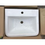 AN AS NEW AND BOXED VICTORIA PLUMB WHITE WASH BASIN 550 BAS1004