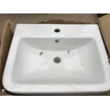 AN AS NEW AND BOXED VICTORIA PLUMB WHITE WASH BASIN 550 BAS1004