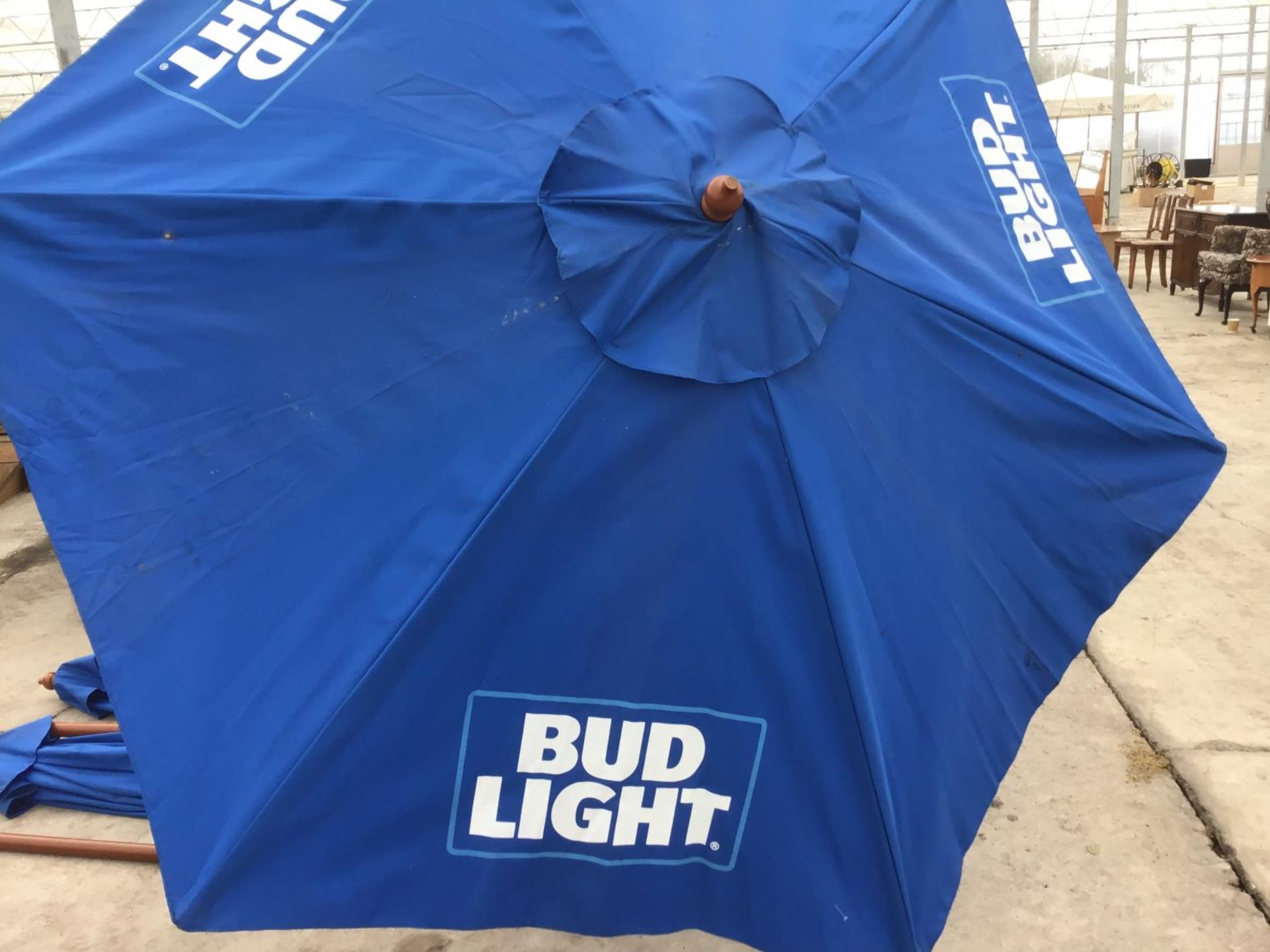 A WOODEN FRAMED BUD LIGHT PARASOL - Image 2 of 2