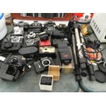 A LARGE QUANTITY OF VINTAGE AND RETRO CAMERAS AND ACCESSORIES