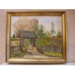 DOROTHY GILMAN (BRITISH, 20TH CENTURY) @THE LYTCH GATE GAWSWORTH' OIL ON CANVAS SIGNED AND DATED