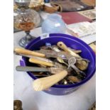 A BOX OF ASSORTED SILVER PLATED FLATWARE