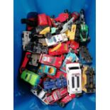 A BOX OF ASSORTED DIE CAST MODELS, CORGI, MATCHBOX ETC