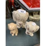 THREE SYLVAC CERAMIC DOG FIGURES