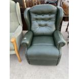A SHERBORNE GREEN LEATHER ARMCHAIR