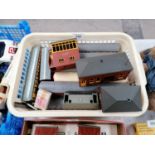 A BOX OF ASSORTED MODEL RAILWAY BUILDINGS ETC