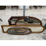 FOUR VARIOUS WOODEN FRAMED MIRRORS