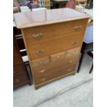 A STAG OAK AND MAHOGANY CHEST OF THREE SMALL AND FOUR LONG DRAWERS