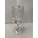 A GEORGIAN GLASS WINE GOBLET