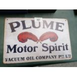 A 'PLUME MOTOR SPIRIT' VINTAGE STYLE METAL SIGN