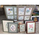 VARIOUS FRAMED PICTURES AND PAINTINGS TO INCLUDE FLOWER DESIGNS