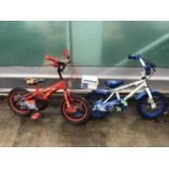 TWO CHILDREN'S BIKES TO INCLUDE A LIGHTENING MCQUEEN AND POLICE