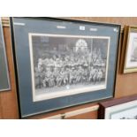 A LARGE FRAMED PENCIL SIGNED LIMITED EDITION 17/150 GELDART PRINT OF SKIPTON AUCTION MARKET