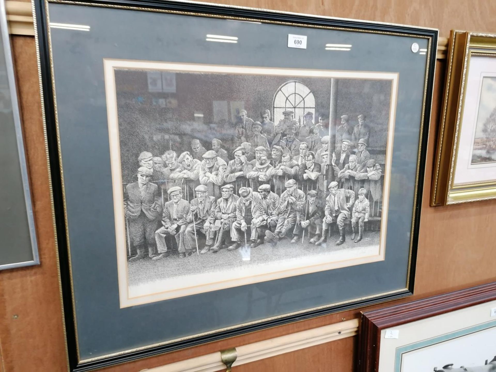 A LARGE FRAMED PENCIL SIGNED LIMITED EDITION 17/150 GELDART PRINT OF SKIPTON AUCTION MARKET