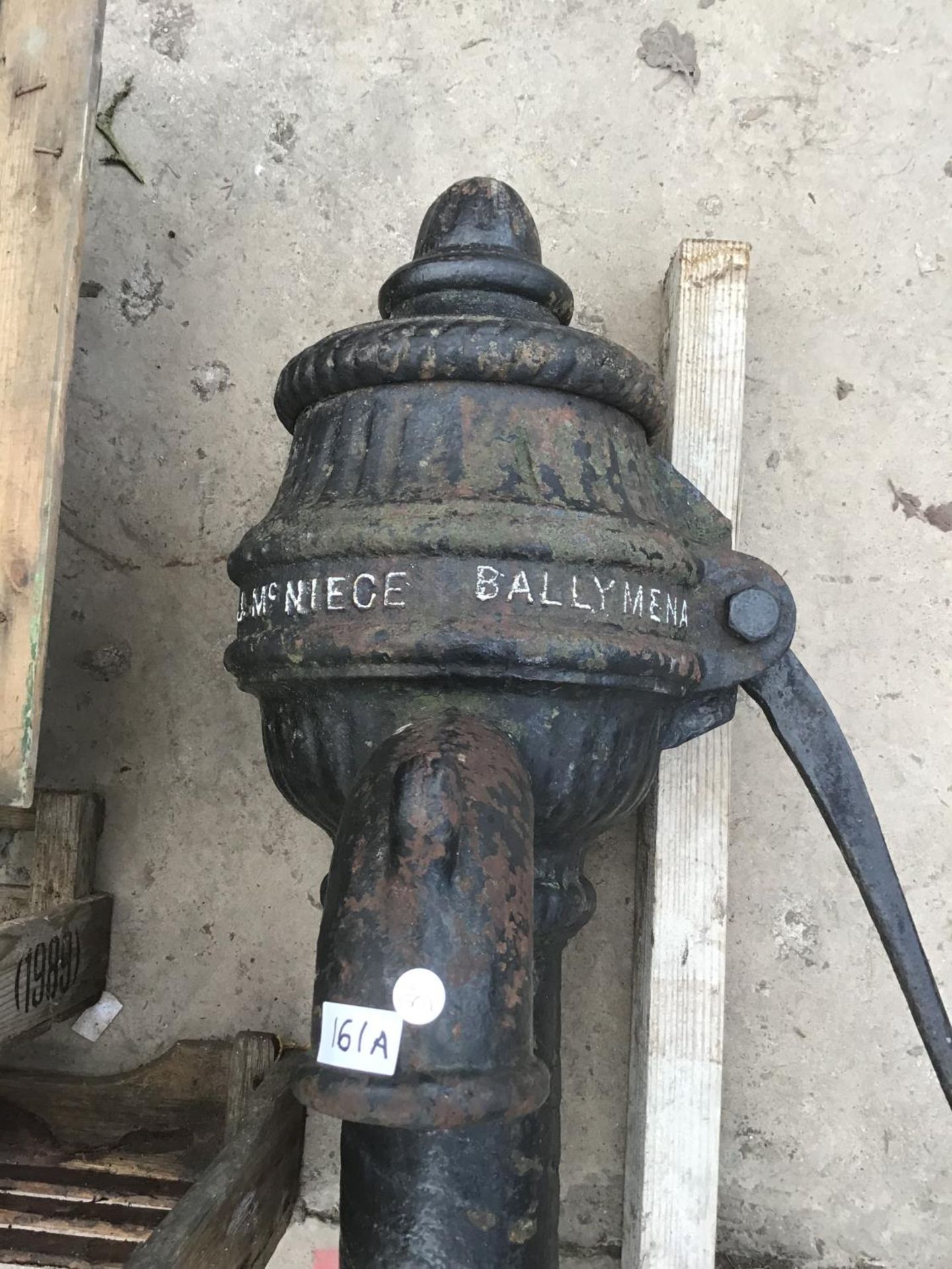 A CAST IRON TALL PUMP 'J McNIECE BALLYMENA' (A/F ON BASE) - Image 2 of 3