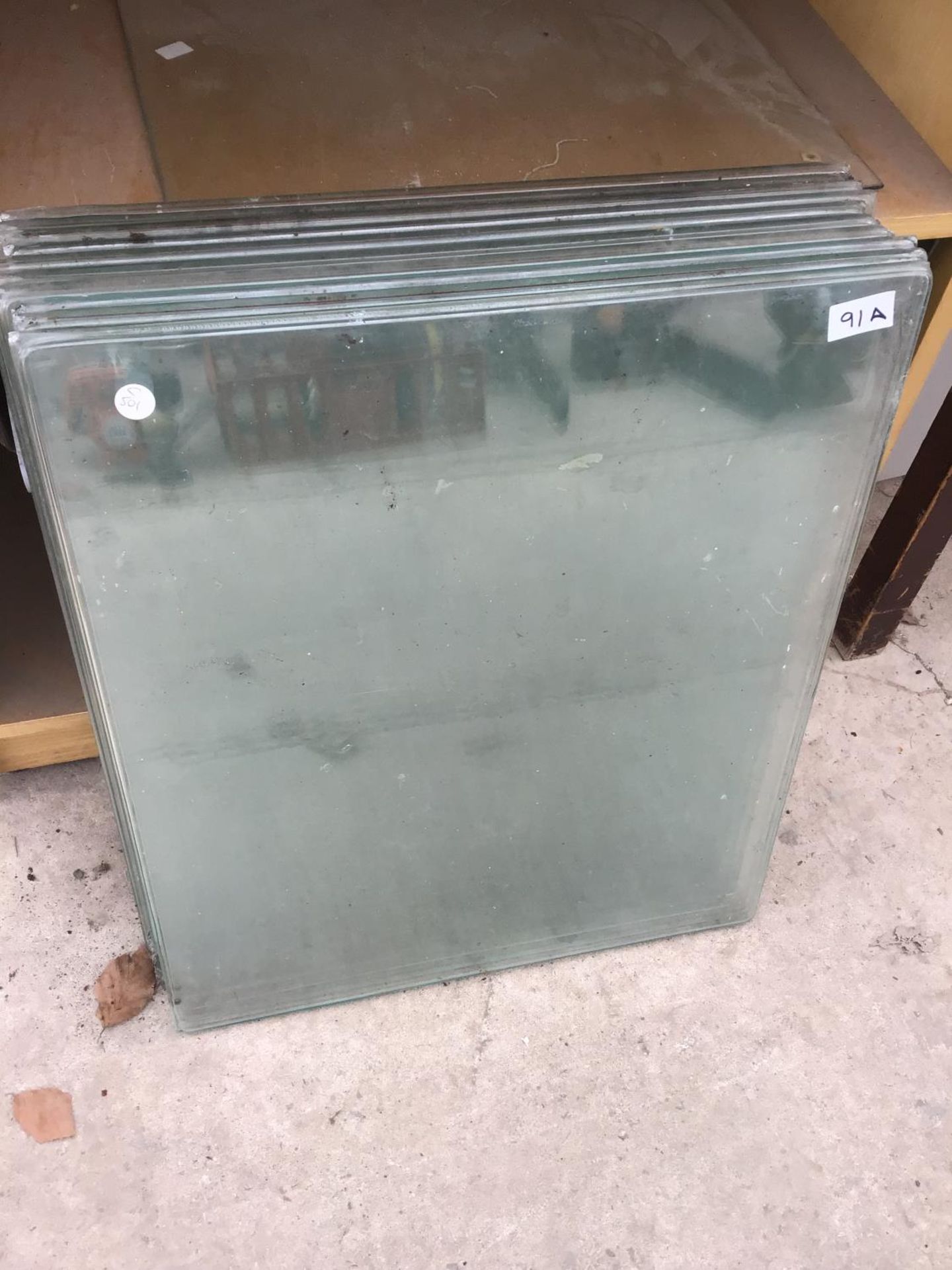 TEN DOUBLE GLAZED GLASS PANELS/FURNITURE TOPS