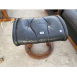 A STRESSLESS LEATHER FOOTSTOOL