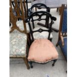 TWO EBONISED BEDROOM CHAIRS WITH GILDED DECORATION