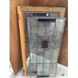 A PAIR OF LEADED GLASS PANELS (A/F)