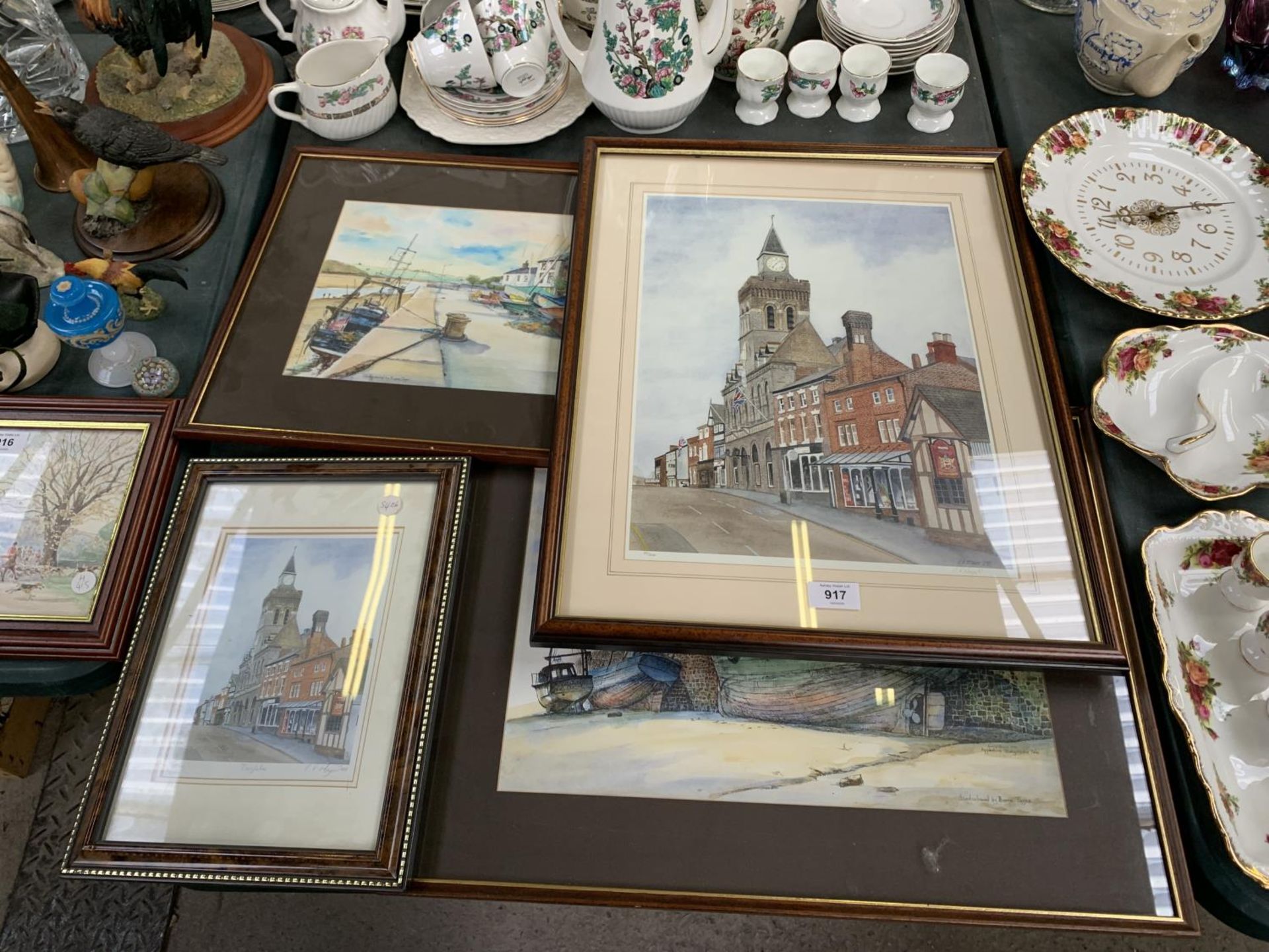 A COLLECTION OF FOUR FRAMED PRINTS TO INCLUDE PENCIL SIGNED EXAMPLES