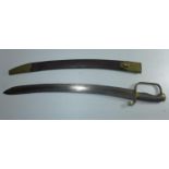 A NAVAL CUTLASS / POLICE HANGER AND SCABBARD, 57 CM BLADE